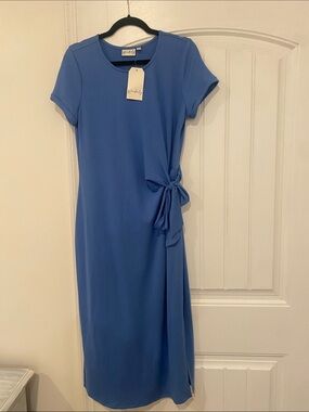 Waverly Electric Blue Side-Tie Midi Dress